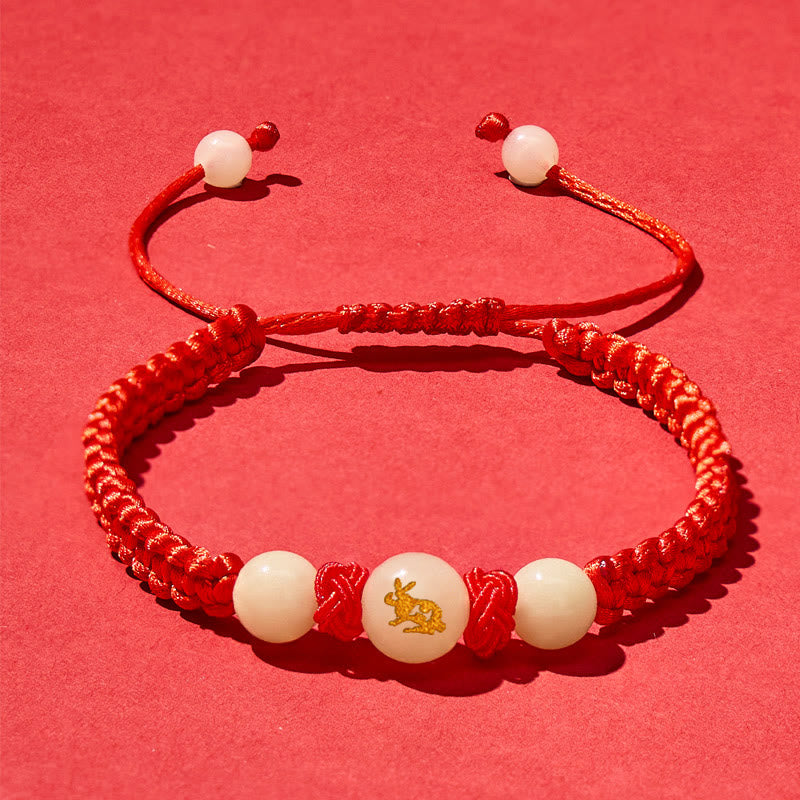 FuAttract Peace & Guidance Chinese Zodiac Red String Glow-in-the-Dark Bracelet - Rabbit - image 14