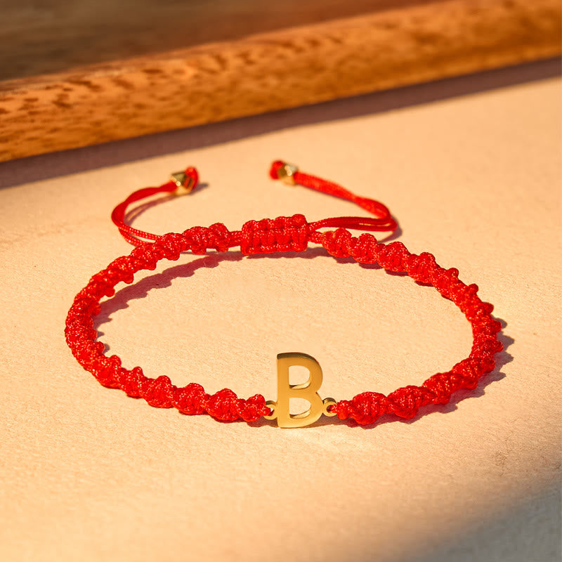 FuAttract Gold Initial Red Cord Bracelet – Your Letter, Your Power - Z - image 0