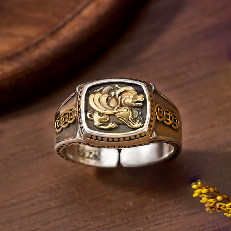 FuAttract Manifest Wealth Pixiu with Success Coins Amulet Adjustable Ring - image 1