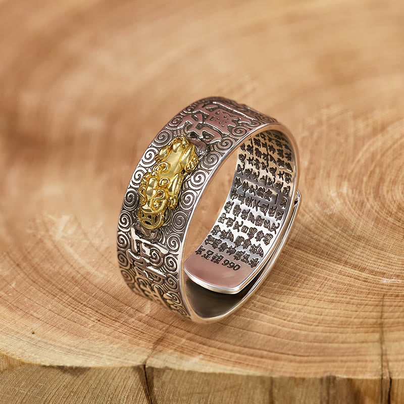 FuAttract Buddhist Sacred Heart Sutra Pixiu for Manifesting Success and Protection Ring - Pixiu - image 0
