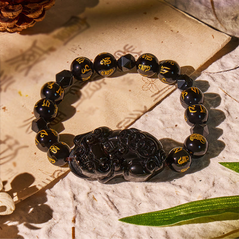 FuAttract Deep Protection – Black Obsidian Mantra Pixiu Bracelet - image 3