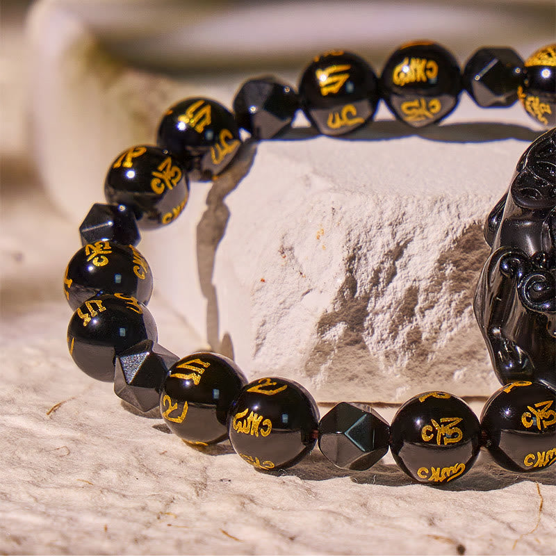 FuAttract Deep Protection – Black Obsidian Mantra Pixiu Bracelet - image 5