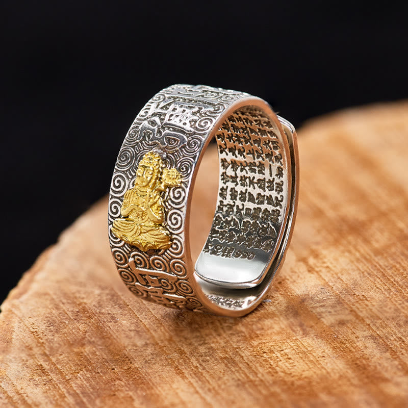 FuAttract Peace & Protection Mantra Chinese Zodiac Buddha Spiritual Amulet Ring - Mahasattva Bodhisattva-Horse - image 0