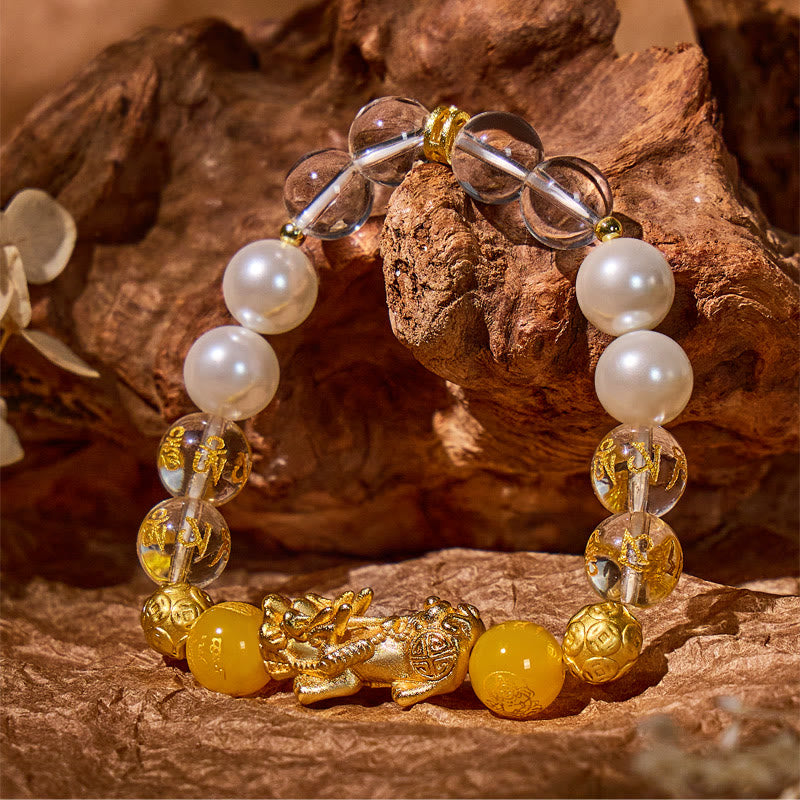 FuAttract Balanced Fortune – Multi-Stone Mantra Pixiu Bracelet - 10mm - image 0