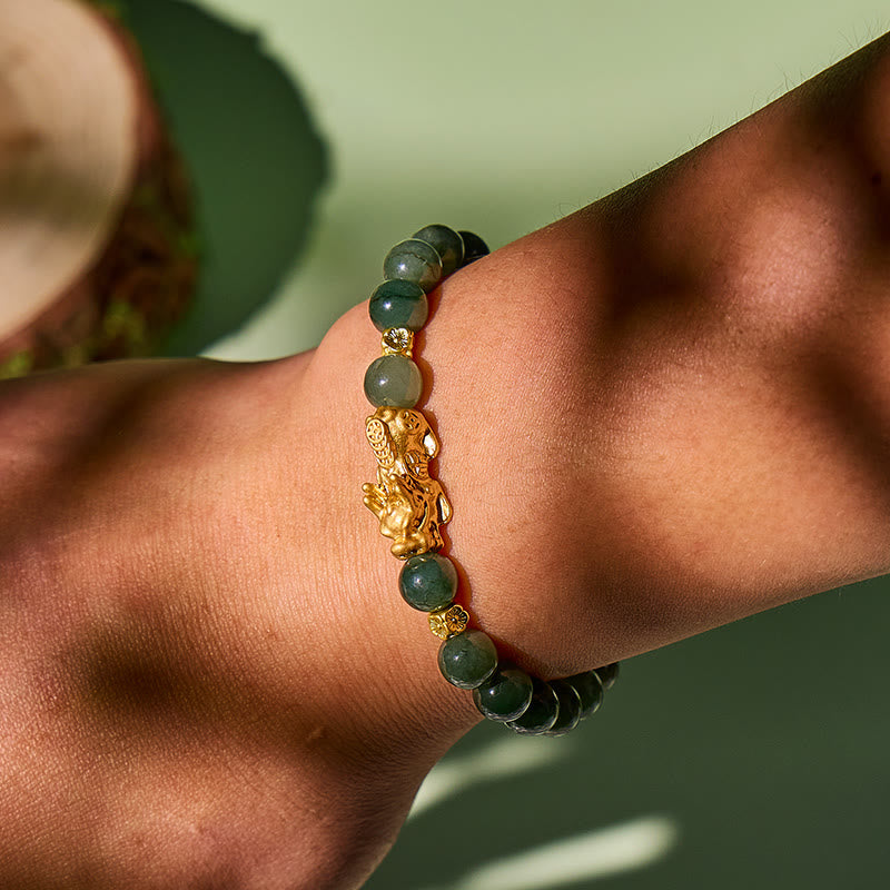 FuAttract Prosperity & Healing Jade Pixiu Golden Luck Charm Bracelet - image 3