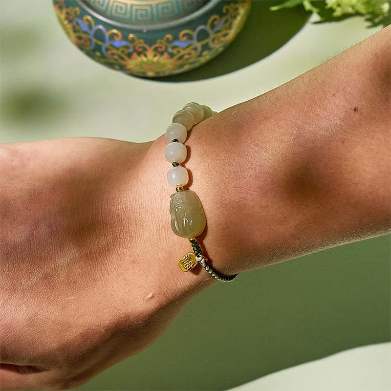FuAttract Wealth & Peace Hetian Jade Bracelet Pixiu Luck Amulet with Fu Charm - image 3