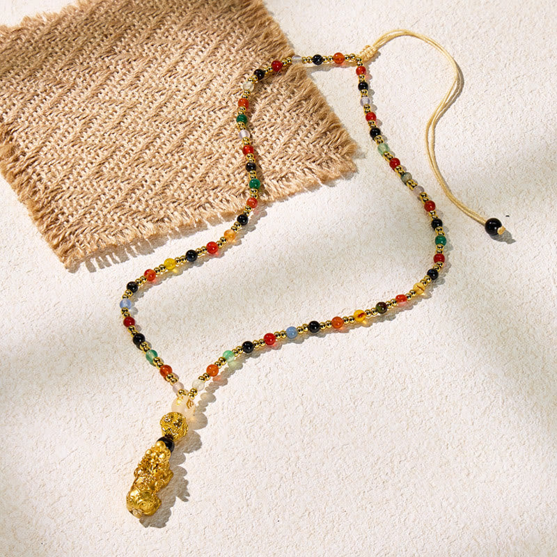 FuAttract Good Fortune & Success Rainbow Agate Bead Pixiu for Wealth Attraction Necklace - image 3