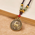 FuAttract Ancient Brass Chinese Zodiac Necklace with Jade for Protection, Longevity, and Success - Horse - image 0