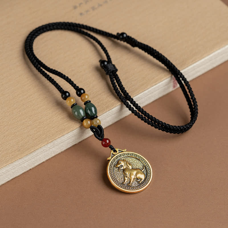 FuAttract Ancient Brass Chinese Zodiac Necklace with Jade for Protection, Longevity, and Success - Dog - image 22