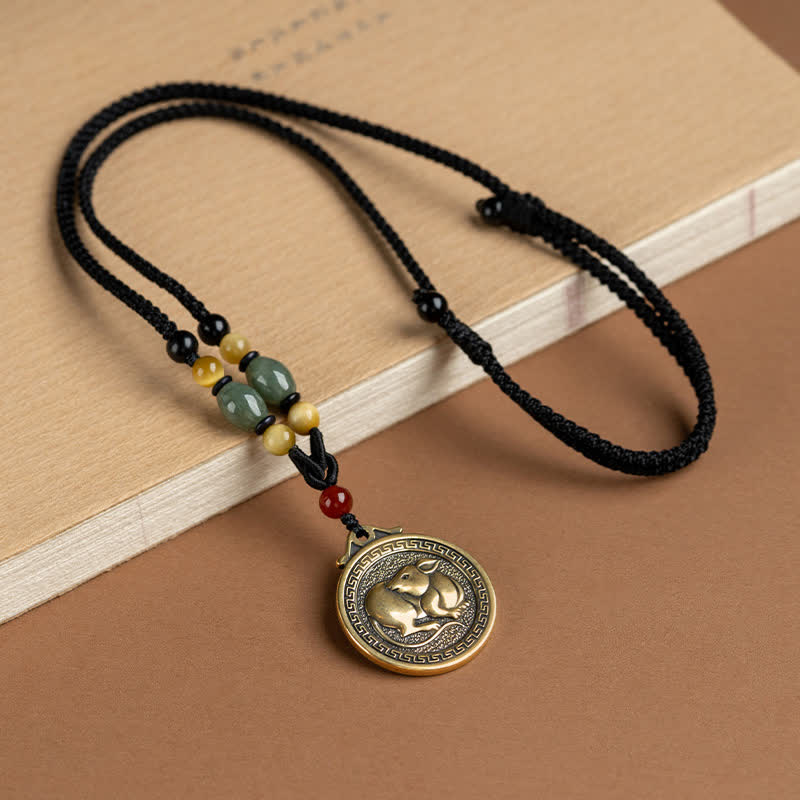 FuAttract Ancient Brass Chinese Zodiac Necklace with Jade for Protection, Longevity, and Success - Rat - image 14