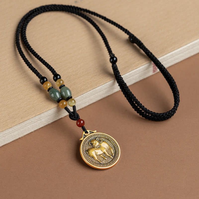FuAttract Ancient Brass Chinese Zodiac Necklace with Jade for Protection, Longevity, and Success - Goat - image 20