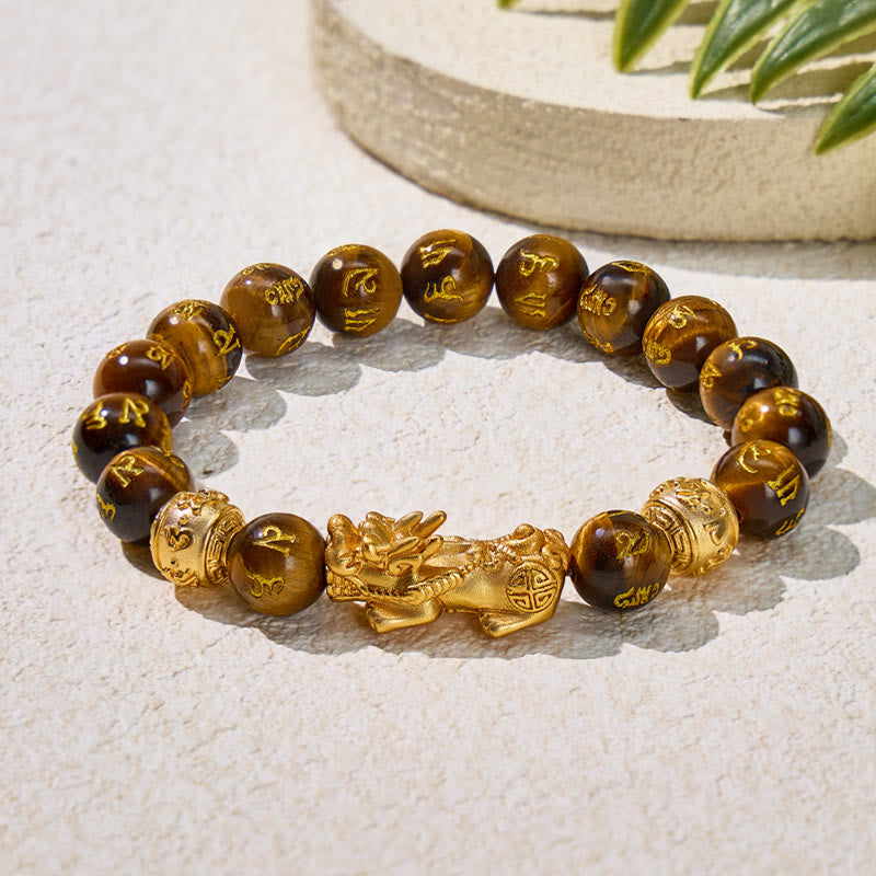 FuAttract Guardian of Fortune Tiger's Eye Pixiu Manifest Your Abundance Bracelet - 12mm - image 0