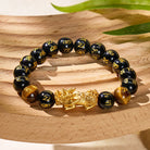 FuAttract Wealth & Protection Amulet Natural Obsidian Tiger Eye Confidence Pixiu Bracelet - image 3