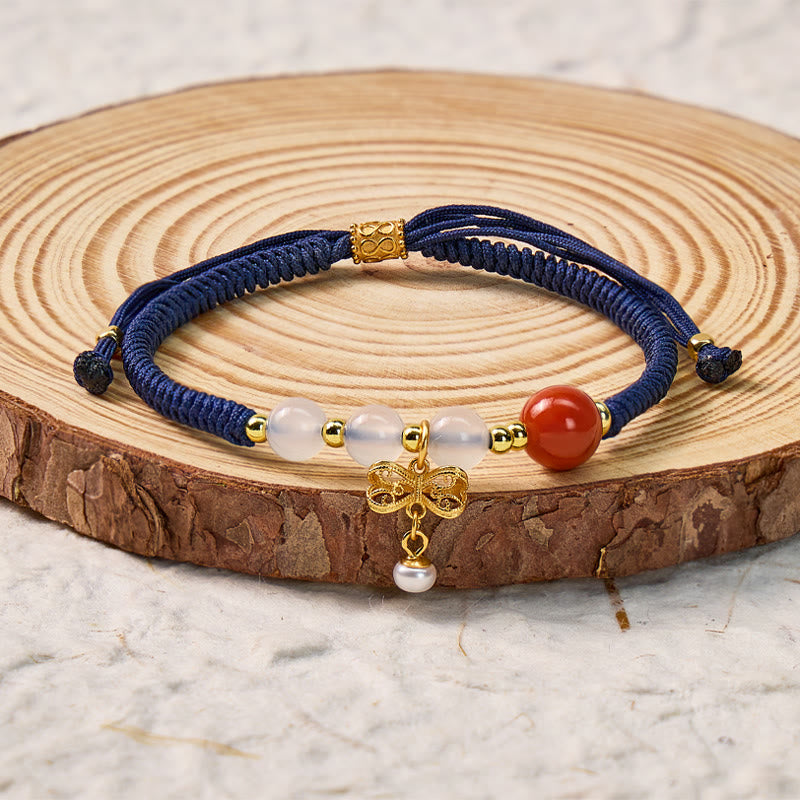 FuAttract Heartfelt Harmony – Agate & Pearl Love Cord Bracelet - String - image 0