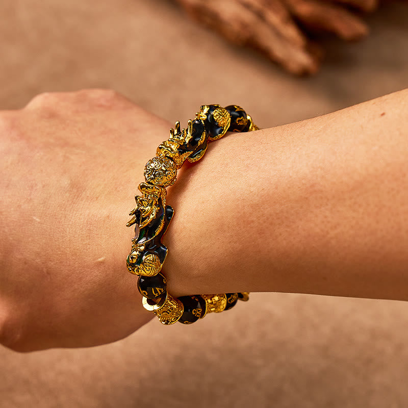 FuAttract Wealth & Protection Double Pixiu Black Obsidian Mani Mantra Bracelet - image 3