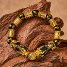 FuAttract Wealth & Protection Double Pixiu Black Obsidian Mani Mantra Bracelet - image 4