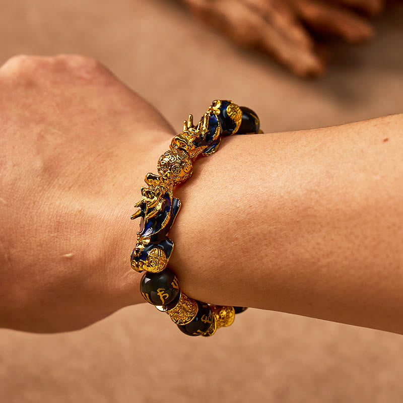 FuAttract Wealth & Protection Double Pixiu Black Obsidian Mani Mantra Bracelet - image 7