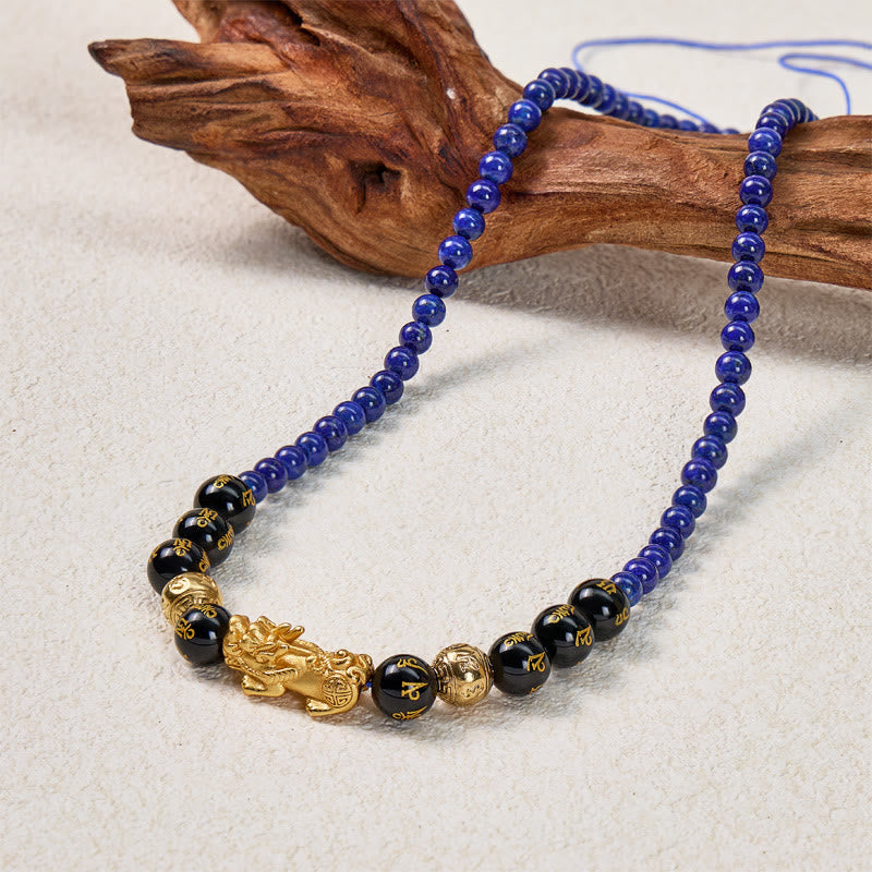 FuAttract Wisdom & Protection Feng Shui Pixiu Lapis Lazuli & Black Onyx Necklace - image 6