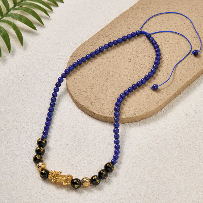 FuAttract Wisdom & Protection Feng Shui Pixiu Lapis Lazuli & Black Onyx Necklace - image 8