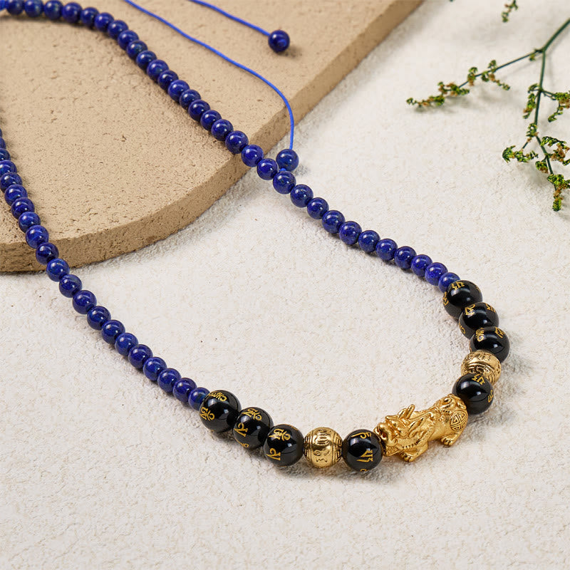 FuAttract Wisdom & Protection Feng Shui Pixiu Lapis Lazuli & Black Onyx Necklace - image 5
