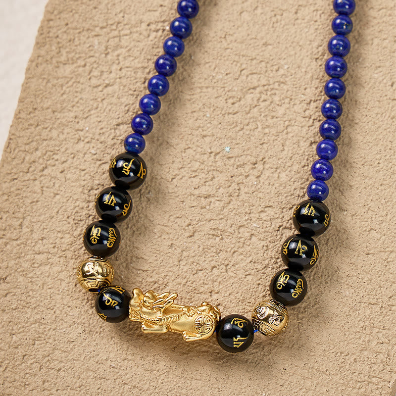 FuAttract Wisdom & Protection Feng Shui Pixiu Lapis Lazuli & Black Onyx Necklace - image 4