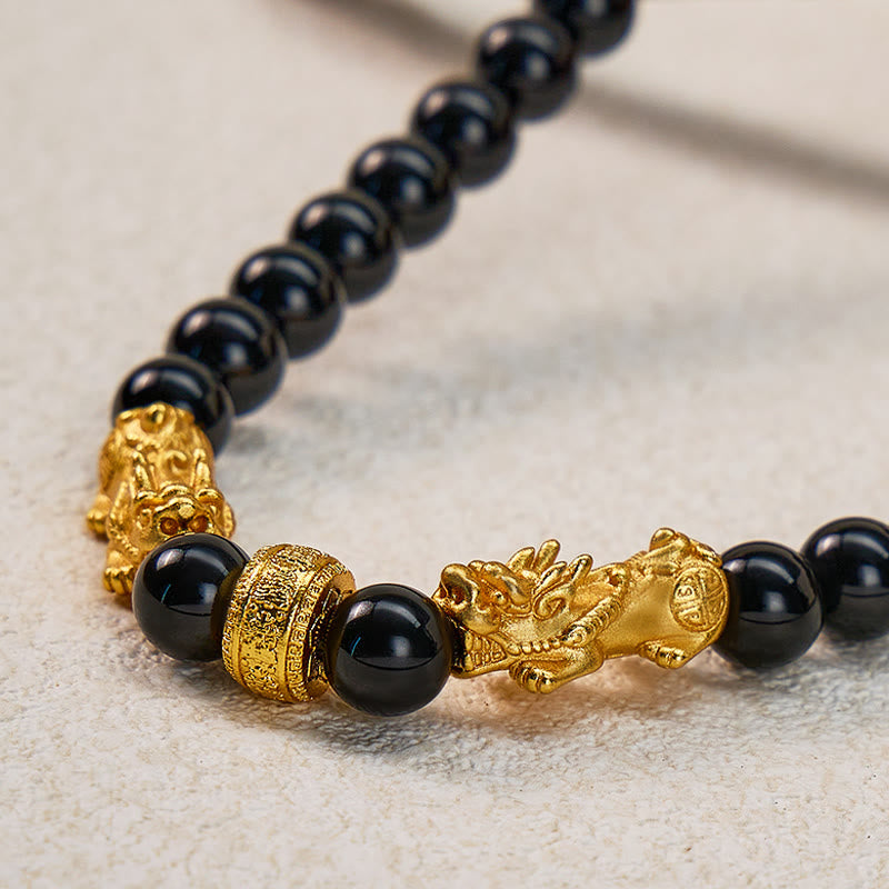 FuAttract Wealth & Protection Powerful Double Pixiu Black Obsidian Necklace - image 1