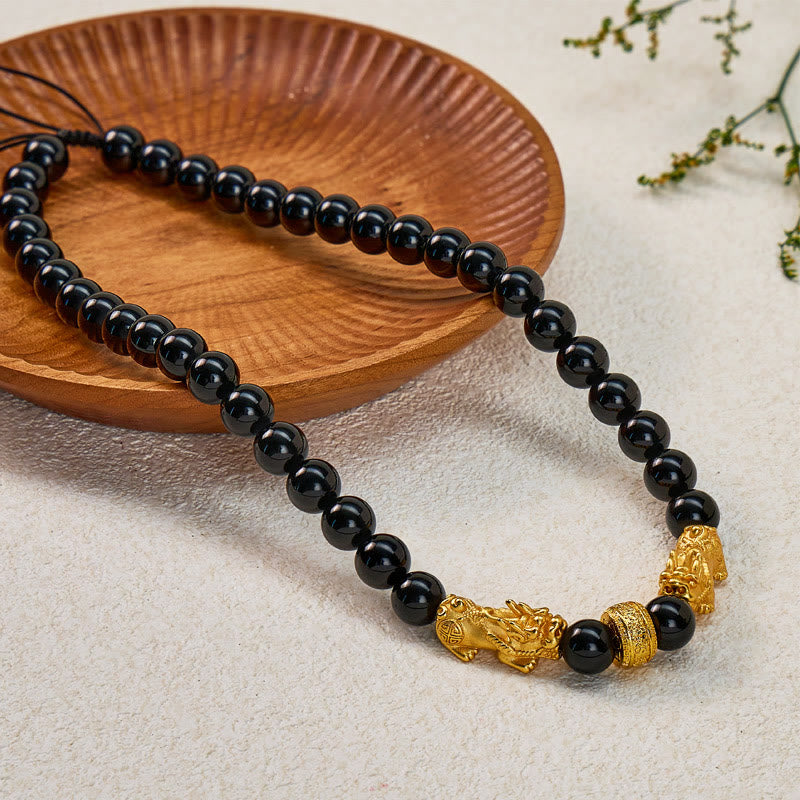FuAttract Wealth & Protection Powerful Double Pixiu Black Obsidian Necklace - image 6