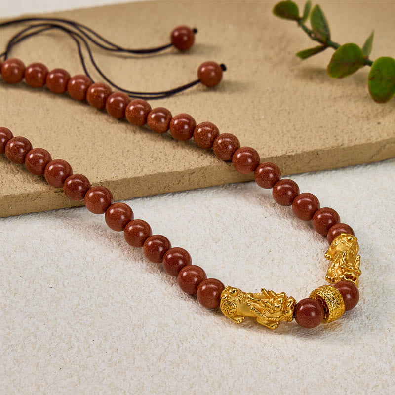 FuAttract Abundance & Confidence Goldstone Ambition Double Pixiu Necklace - image 2