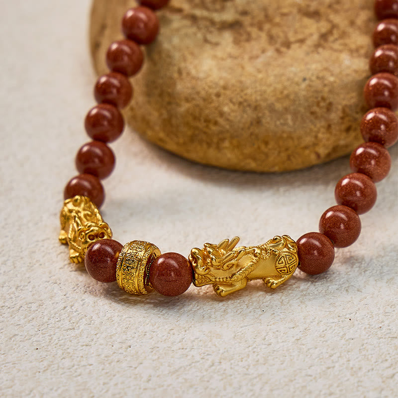 FuAttract Abundance & Confidence Goldstone Ambition Double Pixiu Necklace - image 4