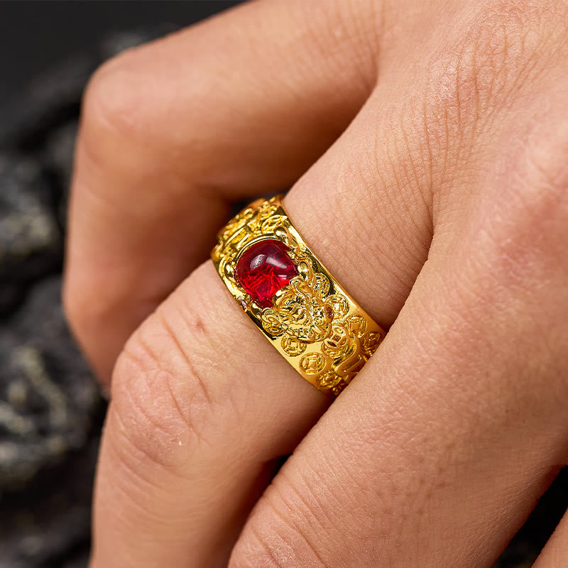 FuAttract Wealth & Vitality Garnet Red Pixiu Good Luck Amulet for Success Ring - image 3