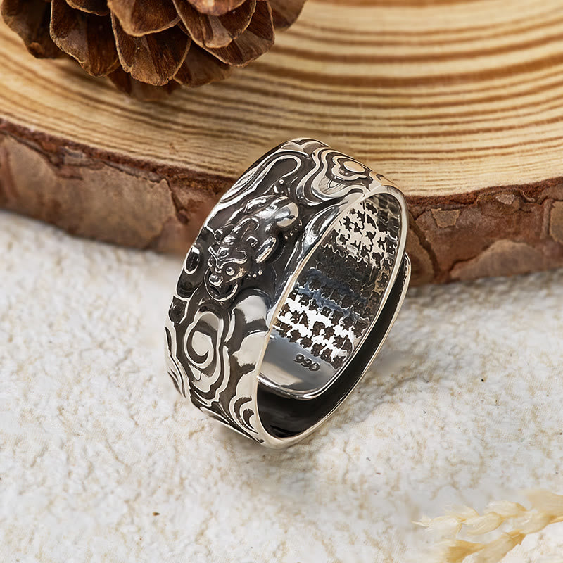 FuAttract Pixiu Attract Prosperity and Peace Wealth Band Adjustable Ring - Silver Pixiu - image 7