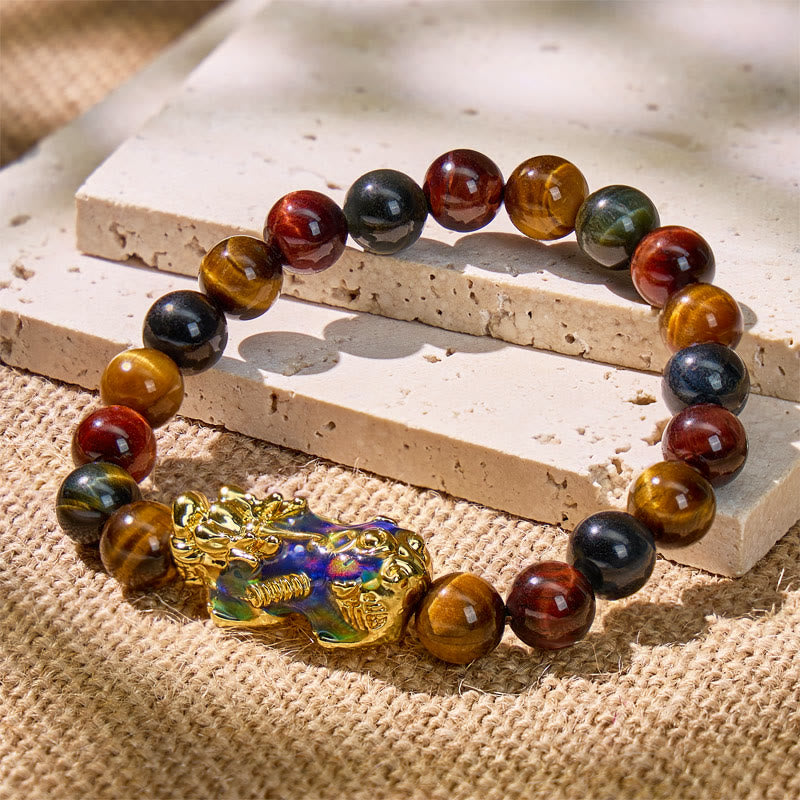 FuAttract Triforce Guardian- Tri-Color Tiger's Eye Power Pixiu Bracelet - image 9