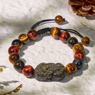 FuAttract Triforce Guardian- Tri-Color Tiger's Eye Power Pixiu Bracelet - Cord Balance - 10mm - image 17