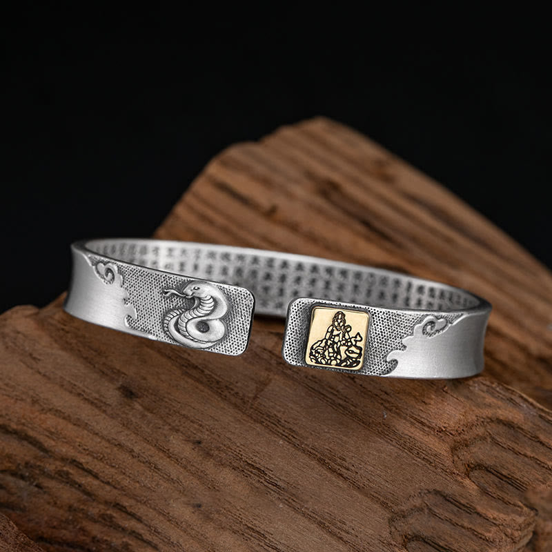 FuAttract Protection & Good Luck Chinese Zodiac Engraved Mantra Cuff Bracelet  - Snake - image 17