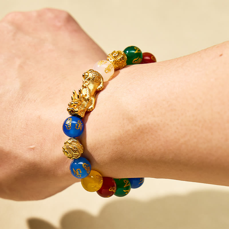 FuAttract Wealth & Success Feng Shui Multi-Color Agate Pixiu Guard Positive Energy Bracelet - image 3