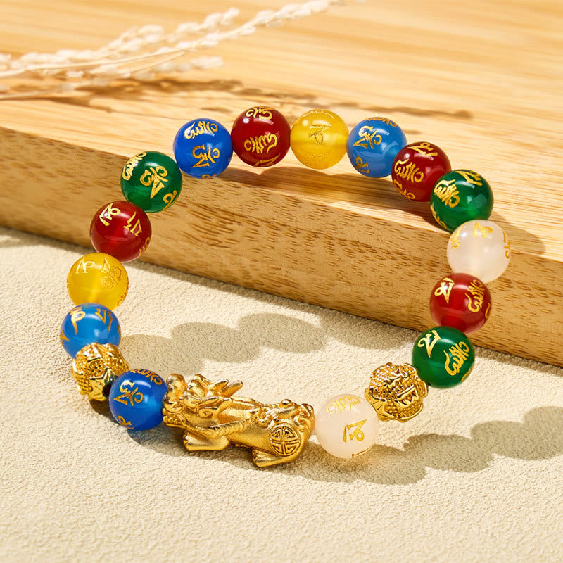FuAttract Wealth & Success Feng Shui Multi-Color Agate Pixiu Guard Positive Energy Bracelet - image 1