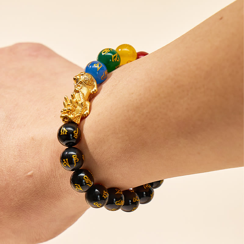 FuAttract Wealth & Protection Five-Element Agate Mantra Amulet for Luck Pixiu Bracelet - image 4