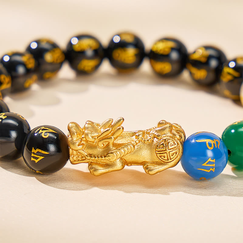 FuAttract Wealth & Protection Five-Element Agate Mantra Amulet for Luck Pixiu Bracelet - image 3