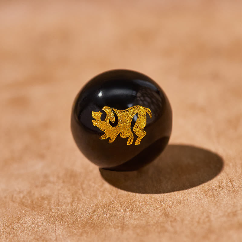 FuAttract Wealth Attraction Chinese Zodiac Pixiu & Obsidian Beads Bracelet - Pig - 10mm - image 21