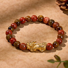 FuAttract Vitality & Wealth Attraction Bracelet: Tiger's Eye Beads with Gold Pixiu - Pixiu - image 0