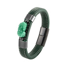 FuAttract Wealth & Protection Leather Pixiu Bracelet with Tiger's Eye Jade & Obsidian - Jade - Black - 23cm - image 13