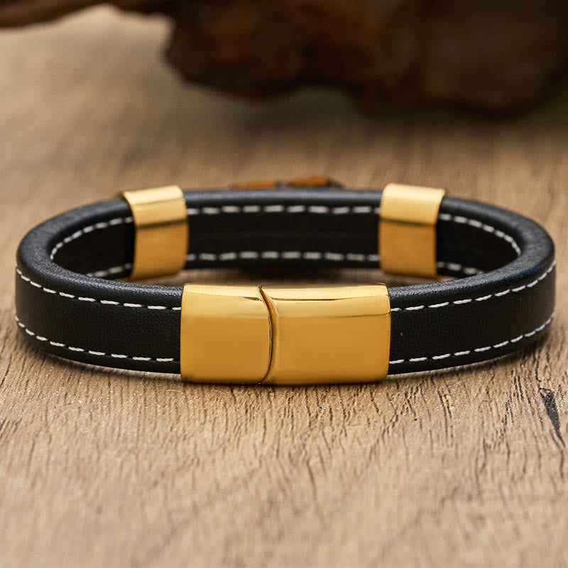FuAttract Wealth & Protection Leather Pixiu Bracelet with Tiger's Eye Jade & Obsidian - image 5