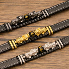 FuAttract Abundance & Power: Modern Double Pixiu Leather Bracelet with Mantra Bead - image 3