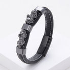 FREE Today: Success & Protection Double Pixiu on Black Leather Bracelet - Black - 23cm - image 24