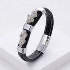 FREE Today: Success & Protection Double Pixiu on Black Leather Bracelet - Silver - 23cm - image 25