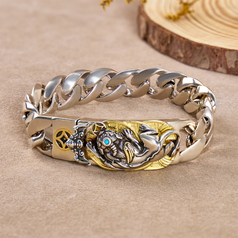 FuAttract  Good Luck Amulet Attract Wealth Pixiu Feng Shui Cuban Chain Bracelet - 22cm - image 0