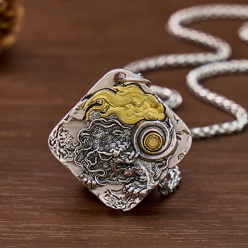 FuAttract Wealth & Luck Pixiu Two-Tone Totem Necklace for Protection and Success - With Wheat Chain - image 0