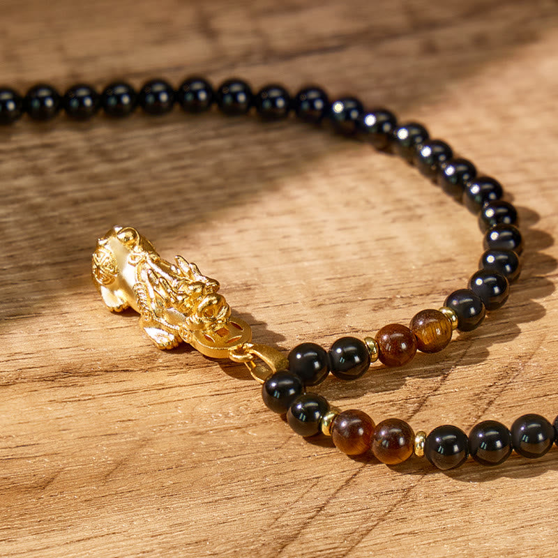FuAttract Attract Wealth & Protection Feng Shui Black Obsidian & Tiger Eye Necklace - image 6