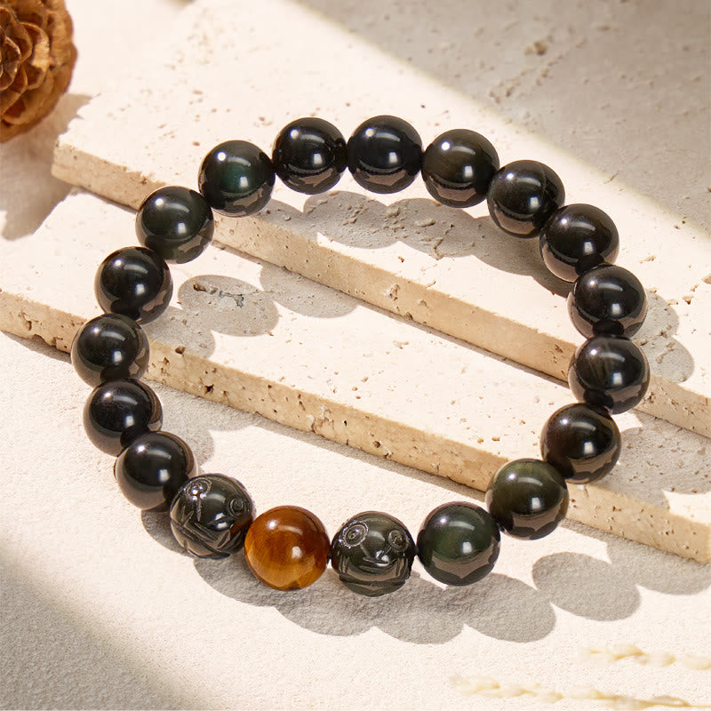 FuAttract Ultimate Protection & Balance Obsidian & Tiger Eye Beaded Pixiu Bracelet - Yellow Tiger's Eye - 12mm - image 5