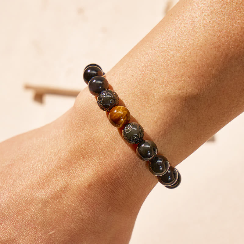 FuAttract Ultimate Protection & Balance Obsidian & Tiger Eye Beaded Pixiu Bracelet - image 9